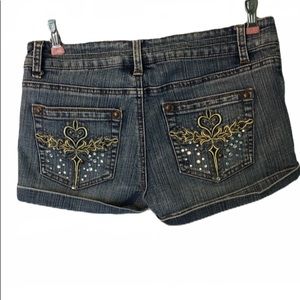Jou Jou Jean Shorts Bling Juniors Blue Rhinestone